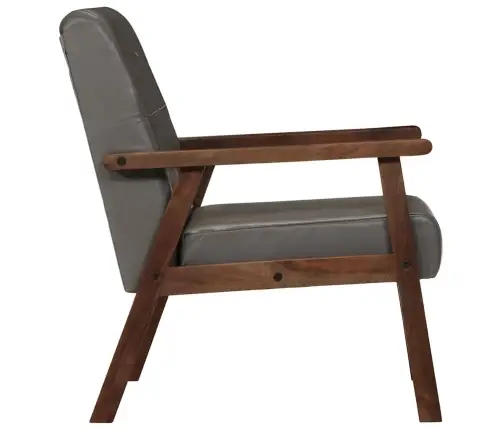 Atpūtas Krēsls, Pelēka Dabīgā Āda Vidaxl