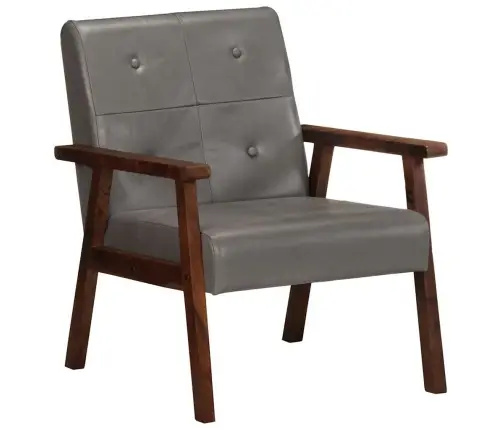 Atpūtas Krēsls, Pelēka Dabīgā Āda Vidaxl