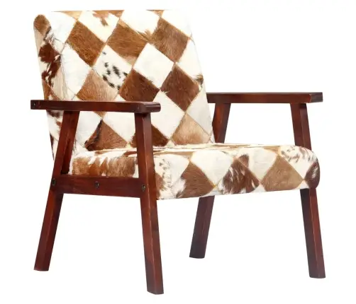 Atpūtas Krēsls, Balta Un Brūna Dabīgā Kazas Āda Vidaxl