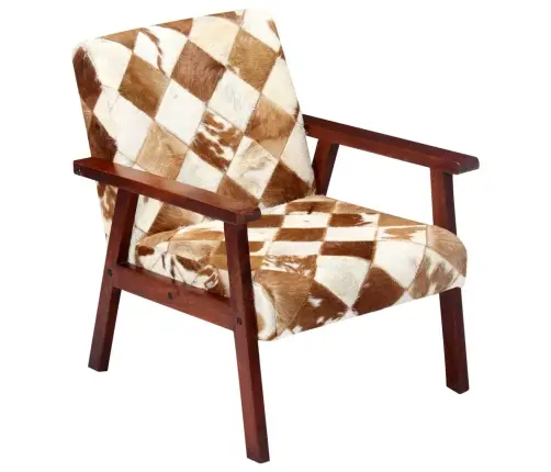 Atpūtas Krēsls, Balta Un Brūna Dabīgā Kazas Āda Vidaxl