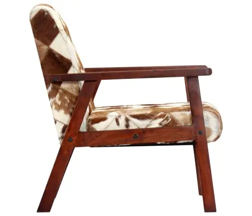 Atpūtas Krēsls, Balta Un Brūna Dabīgā Kazas Āda Vidaxl