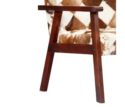 Atpūtas Krēsls, Balta Un Brūna Dabīgā Kazas Āda Vidaxl