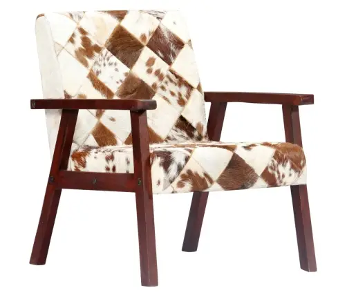 Atpūtas Krēsls, Balta Un Brūna Dabīgā Kazas Āda Vidaxl