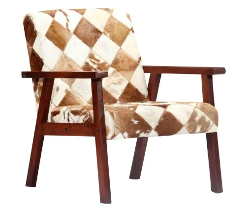 Atpūtas Krēsls, Balta Un Brūna Dabīgā Kazas Āda Vidaxl