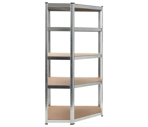 5 Riiuliga Nurgariiul, Hõbedane, Teras Ja Tehispuit