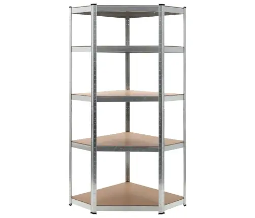 5 Riiuliga Nurgariiul, Hõbedane, Teras Ja Tehispuit