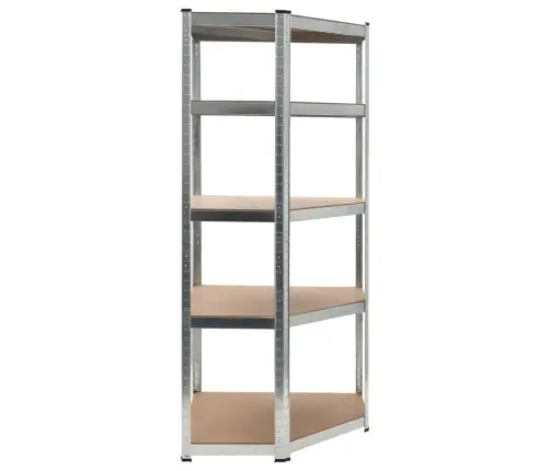 5 Riiuliga Nurgariiul, Hõbedane, Teras Ja Tehispuit