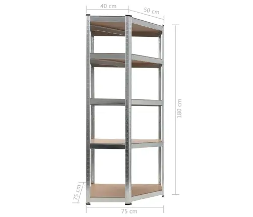 5 Riiuliga Nurgariiul, Hõbedane, Teras Ja Tehispuit