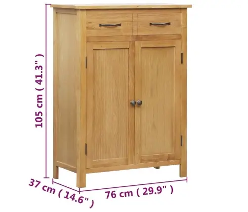 Apavu Skapis, 76X37X105 Cm, Ozola Masīvkoks Vidaxl