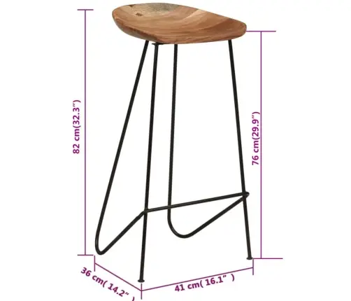 Bāra Krēsli, 2 Gab., Akācijas Masīvkoks Vidaxl