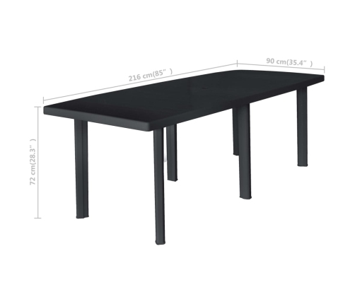 Sodo Stalas, Antracito Spalvos, 216X90X72cm Plastikas