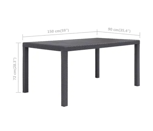 Dārza Galds, Brūns, 150X90X72Cm, Plastmasa, Rotangpalmas Raksts Vidaxl