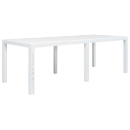 Dārza Galds, Balts, 220X90X72Cm, Plastmasa, Rotangpalmas Raksts Vidaxl