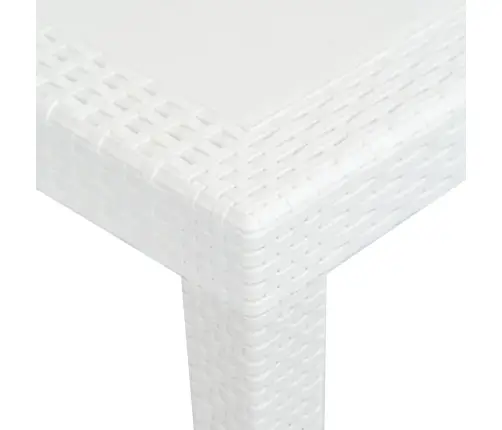 Dārza Galds, Balts, 220X90X72Cm, Plastmasa, Rotangpalmas Raksts Vidaxl