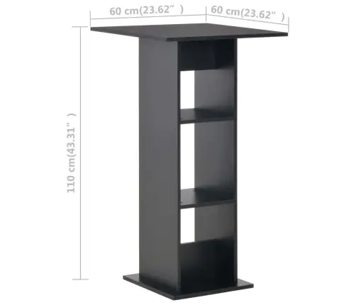 Bāra Galds, 60X60X110 Cm, Melns Vidaxl