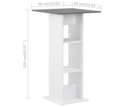 Baro Stalas, Baltas Ir Antracito, 60X60X110Cm