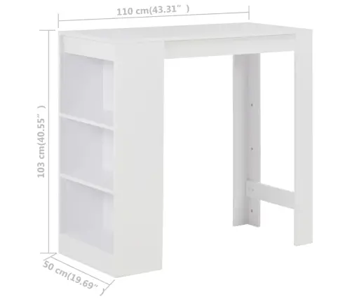 Baarilaud Riiuliga, Valge, 110 X 50 X 103 Cm