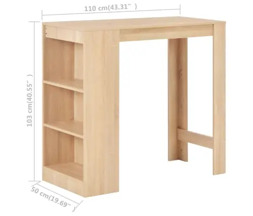 Baarilaud Riiuliga, Tammevärvi, 110 X 50 X 103 Cm