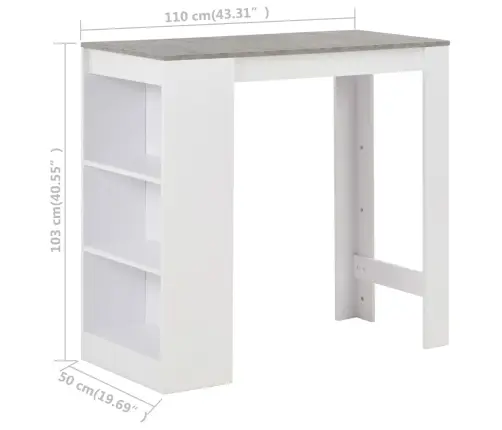 Baarilaud Riiuliga, Valge, 110 X 50 X 103 Cm