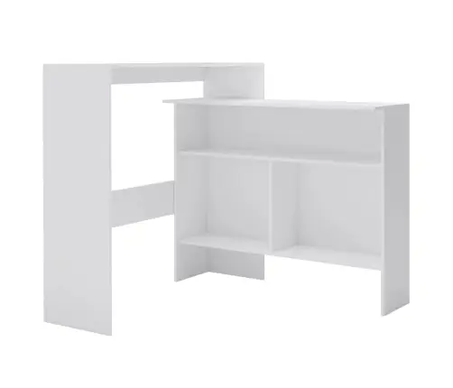 Bāra Galds Ar Divām Virsmām, 130X40X120 Cm, Balts Vidaxl