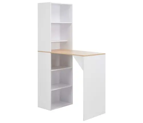 Bāra Galds Ar Skapi, 115X59X200 Cm, Balts Vidaxl