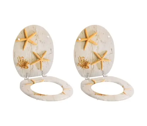 Tualetes Poda Sēdekļi Ar Vākiem, 2 Gab., Mdf, Jūraszvaigzne Vidaxl