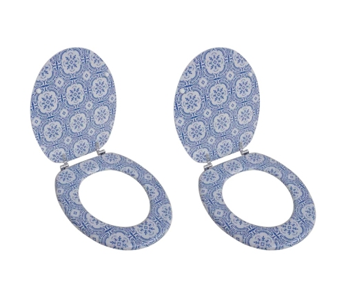 Tualetes Poda Sēdekļi Ar Vāku, 2 Gab., Mdf, Porcelāna Dizains Vidaxl
