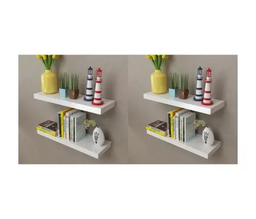 Sienas Plaukti, 4 Gab., Balti, 60 Cm Vidaxl