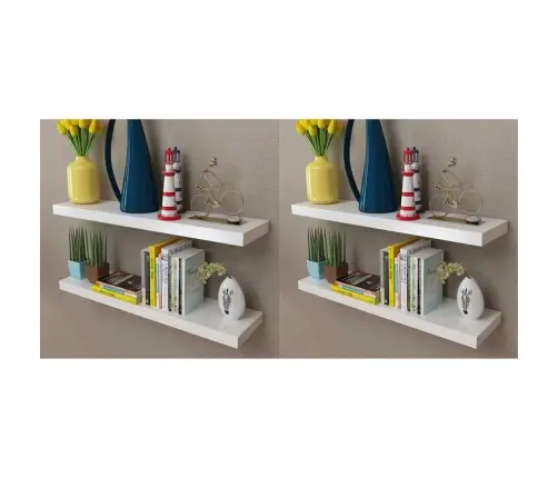 Sienas Plaukti, 4 Gab., Balti, 80 Cm Vidaxl