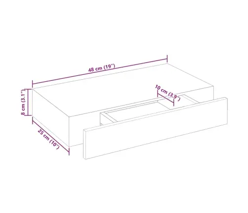 Pakabin. Sien. Lentynos Su Stalčiais, 2Vnt., Baltos, 48Cm