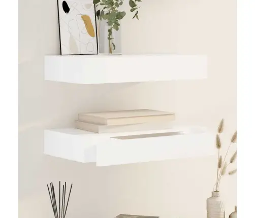 Sienas Plaukti Ar Atvilktnēm, 2 Gab., Balti, 48 Cm Vidaxl