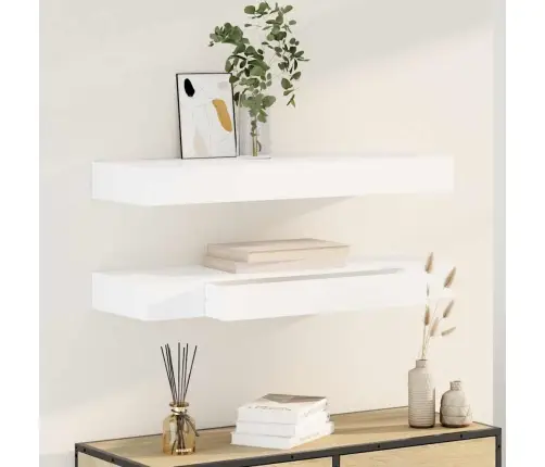 Sienas Plaukti Ar Atvilktnēm, 2 Gab., Balti, 80 Cm Vidaxl