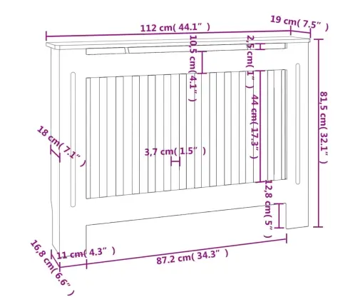 Radiatora Pārsegi, 2 Gab., Balts Mdf, 112 Cm Vidaxl