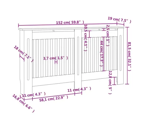Radiatorių Uždangalai, 2Vnt., Balti, 152cm Mdf