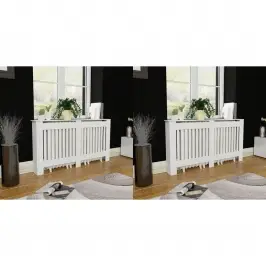 Radiatorių Uždangalai, 2Vnt., Balti, 152cm Mdf