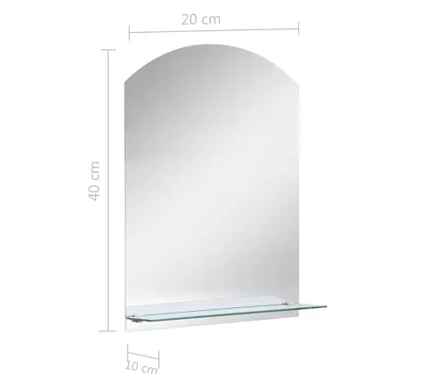 Seinapeegel Riiuliga, 20 X 40 cm Karastatud Klaasist