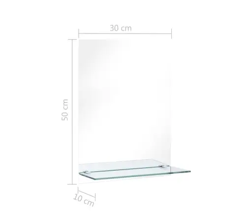 Sienas Spogulis Ar Plauktu, 30X50 Cm, Rūdīts Stikls Vidaxl