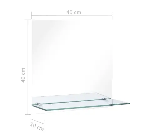 Sienas Spogulis Ar Plauktu, 40X40 Cm, Rūdīts Stikls Vidaxl