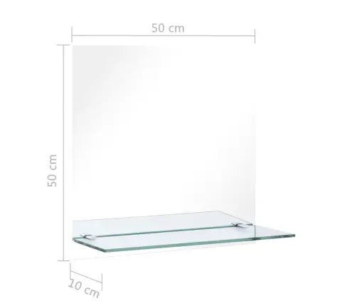 Seinapeegel Riiuliga, 50 X 50 cm Karastatud Klaasist