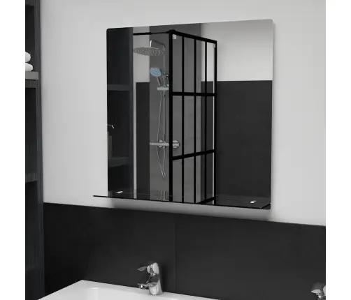 Sienas Spogulis Ar Plauktu, 60X60 Cm, Rūdīts Stikls Vidaxl