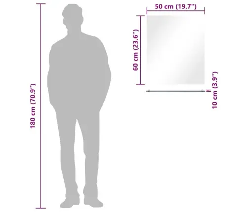 Seinapeegel Riiuliga, 50 X 60 cm Karastatud Klaasist