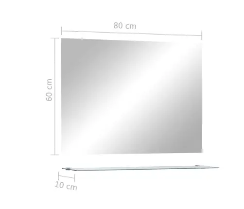 Seinapeegel Riiuliga, 80 X 60 cm Karastatud Klaasist