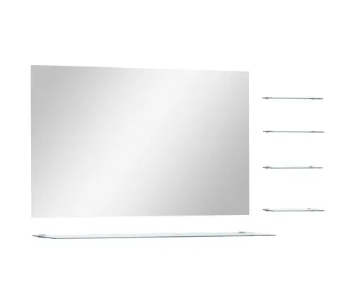 Seinapeegel 5 Riiuliga, Hõbedane, 100 X 60 Cm Seinapeegel 5 Riiuliga, Hõbedane, 100 X 60 Cm