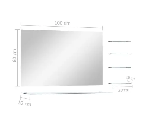 Seinapeegel 5 Riiuliga, Hõbedane, 100 X 60 Cm Seinapeegel 5 Riiuliga, Hõbedane, 100 X 60 Cm