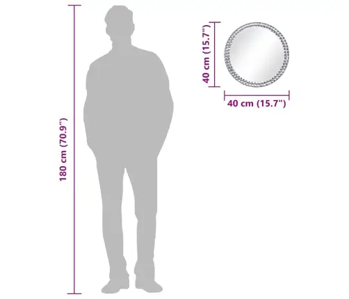 Sienas Spogulis, 40 Cm, Rūdīts Stikls Vidaxl