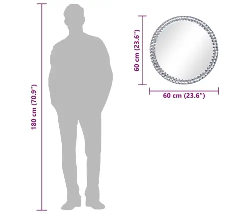 Seinapeegel, 60 cm Karastatud Klaasist