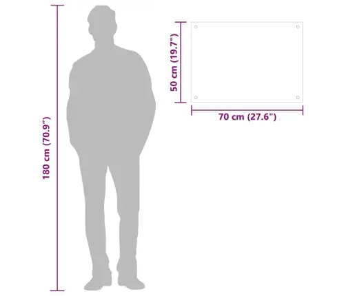 Virtuves Sienas Panelis, 70X50 Cm, Rūdīts Stikls, Balts Vidaxl