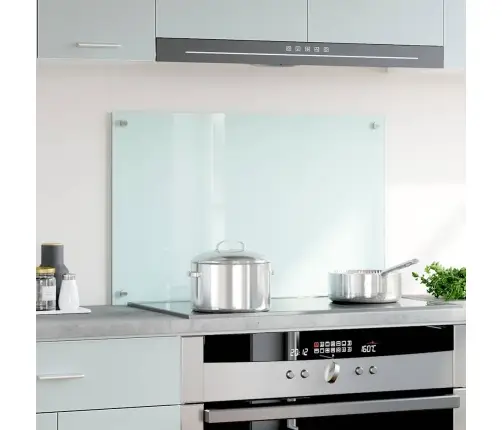 Virtuves Sienas Panelis, 80X50 Cm, Rūdīts Stikls, Balts Vidaxl