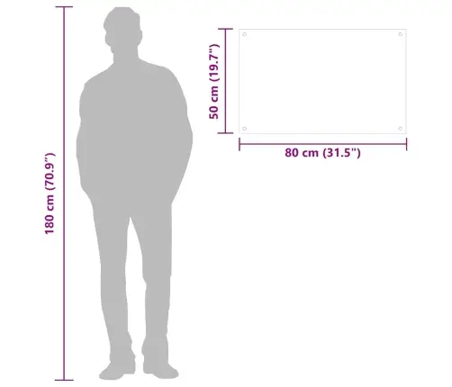 Virtuves Sienas Panelis, 80X50 Cm, Rūdīts Stikls, Balts Vidaxl