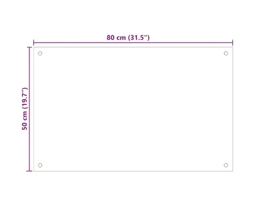 Virtuves Sienas Panelis, 80X50 Cm, Rūdīts Stikls, Balts Vidaxl